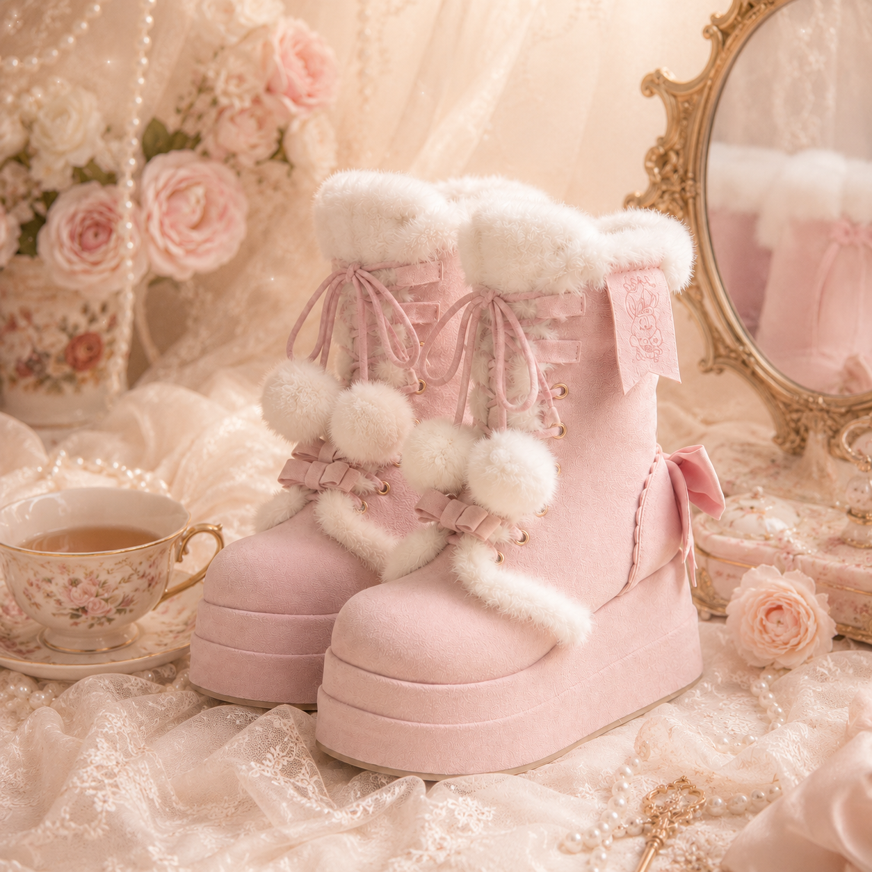 Snow Bunny | Chunky Platform Fur-Trimmed Winter Boots