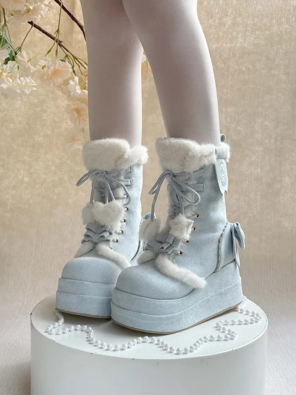 Snow Bunny | Chunky Platform Fur-Trimmed Winter Boots