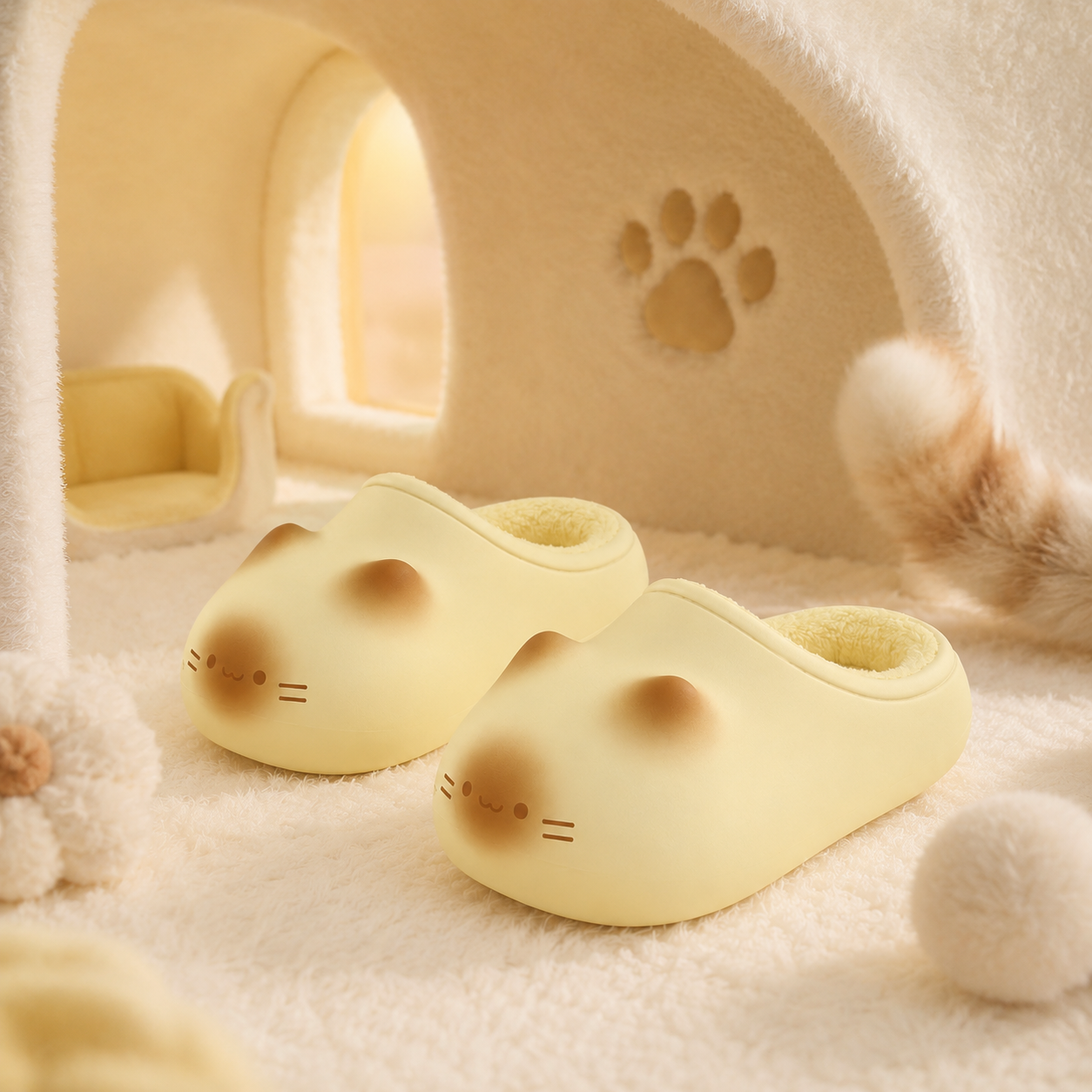 Marshmallow Meow | Fluffy 3D Cat Platform Slippers