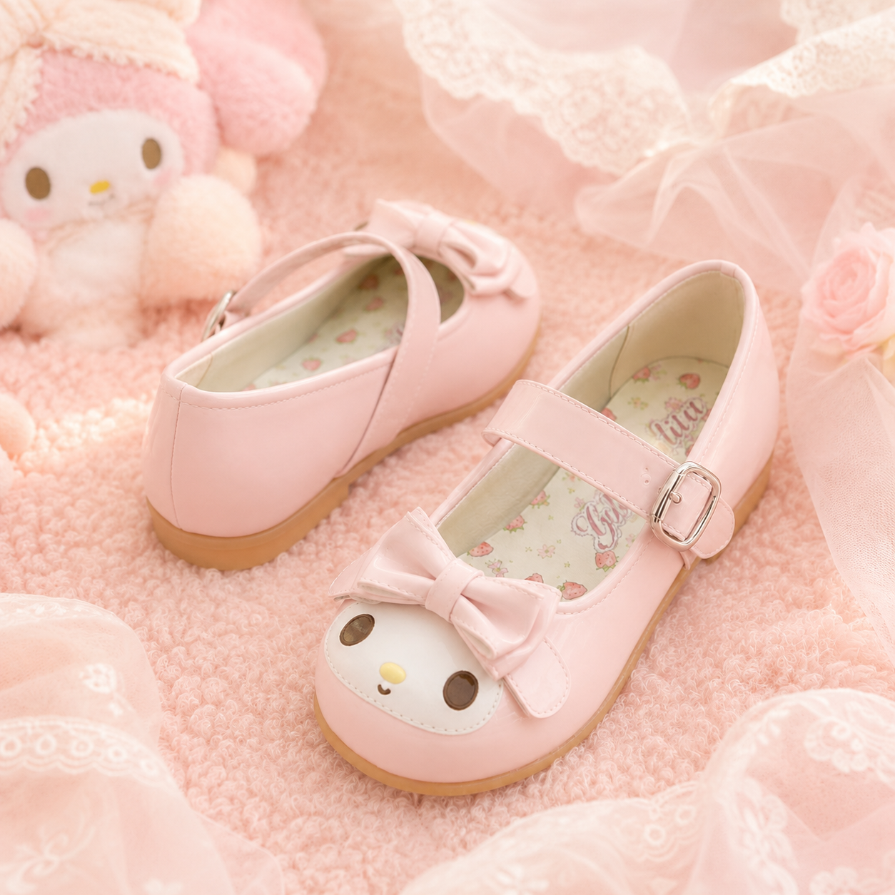 Bunny Berry | Cartoon Ribbon Bow Mary Janes