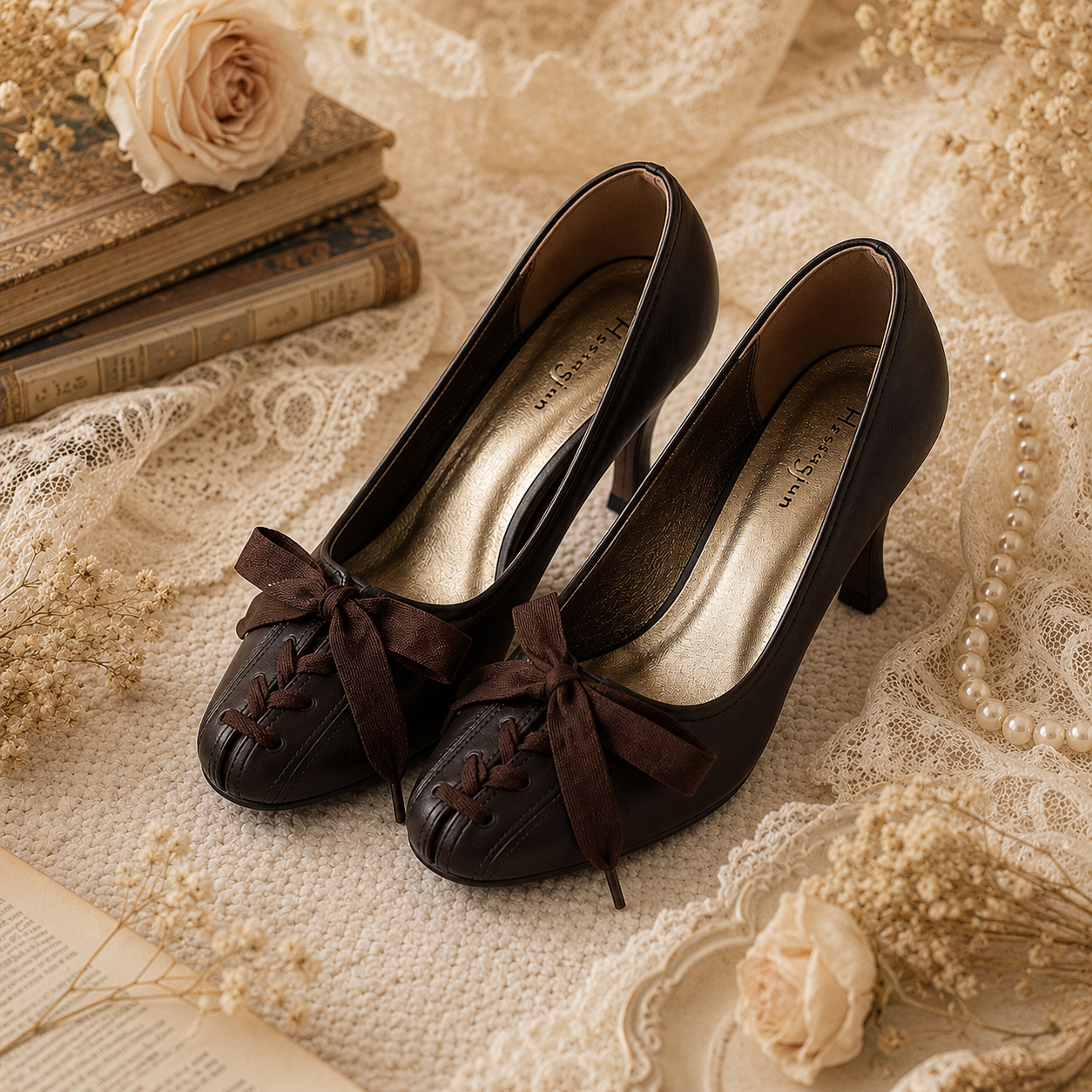 Victorian Muse | Lace-up Bow Stiletto Pumps