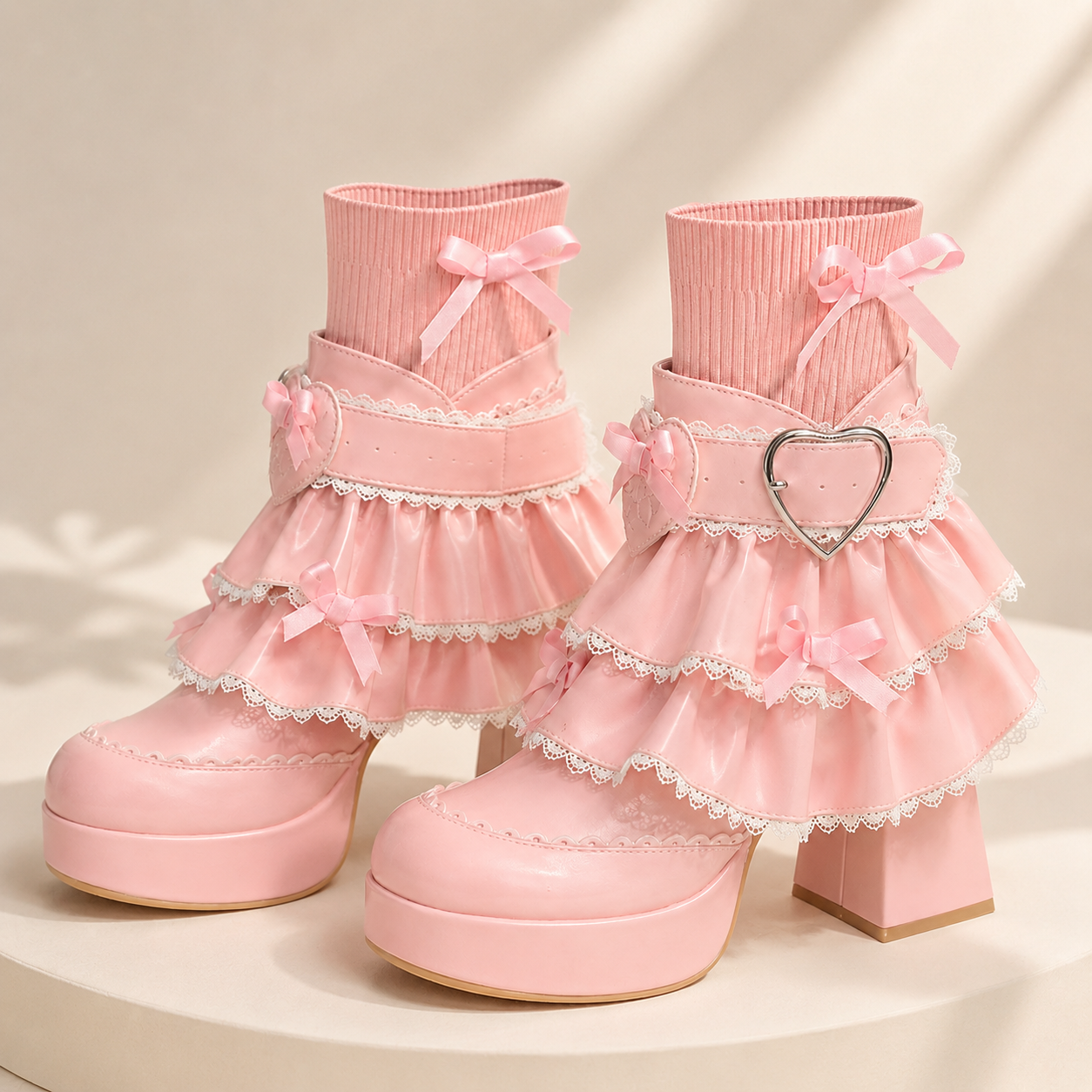 Dollhouse Princess | Ruffle Collar Lace-Up Booties
