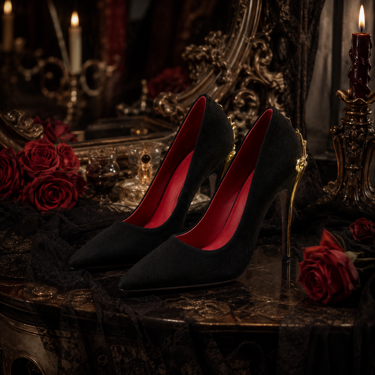 Thorn Princess | Dagger-Hilt Suede Stilettos
