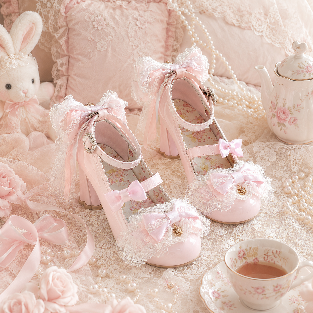 Sweetheart Doll | Ruffled Heart-Buckle Mary Janes