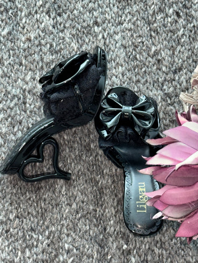 Cupid's Kiss | Heart-Heel Lace Bow Mules