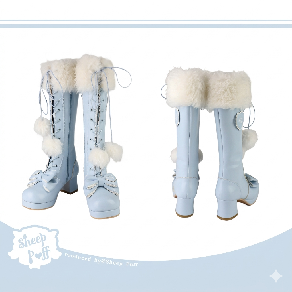 Frost Fairy | Fur-Top Knee-High Lace-Up Boots