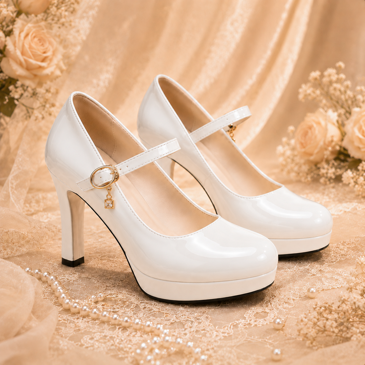Royal Classic | Single Strap Platform Heels with Charm Buckle