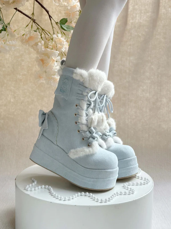 Snow Bunny | Chunky Platform Fur-Trimmed Winter Boots