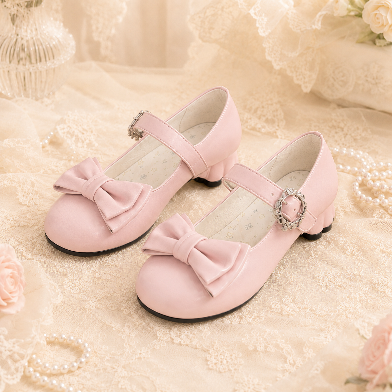 Velvet Paw | Cat-Heel Scalloped Mary Janes