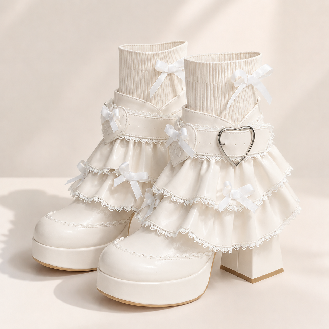 Dollhouse Princess | Ruffle Collar Lace-Up Booties