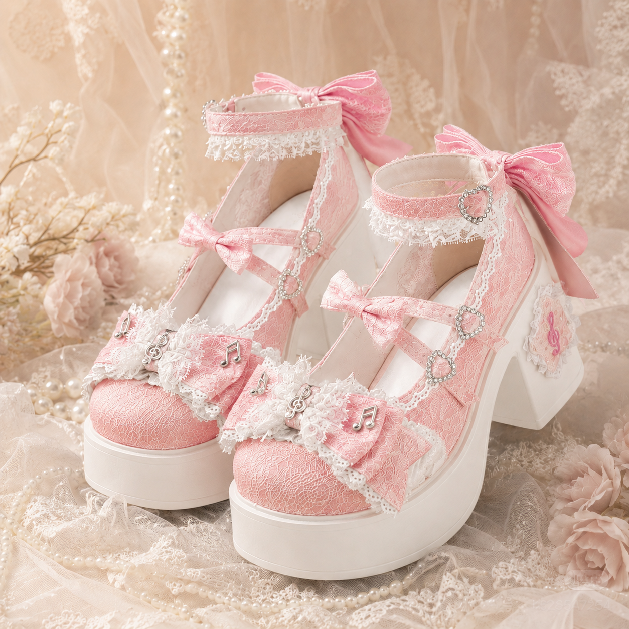 The Princess's Sonata | Music-Note Lace Platform Mary Janes