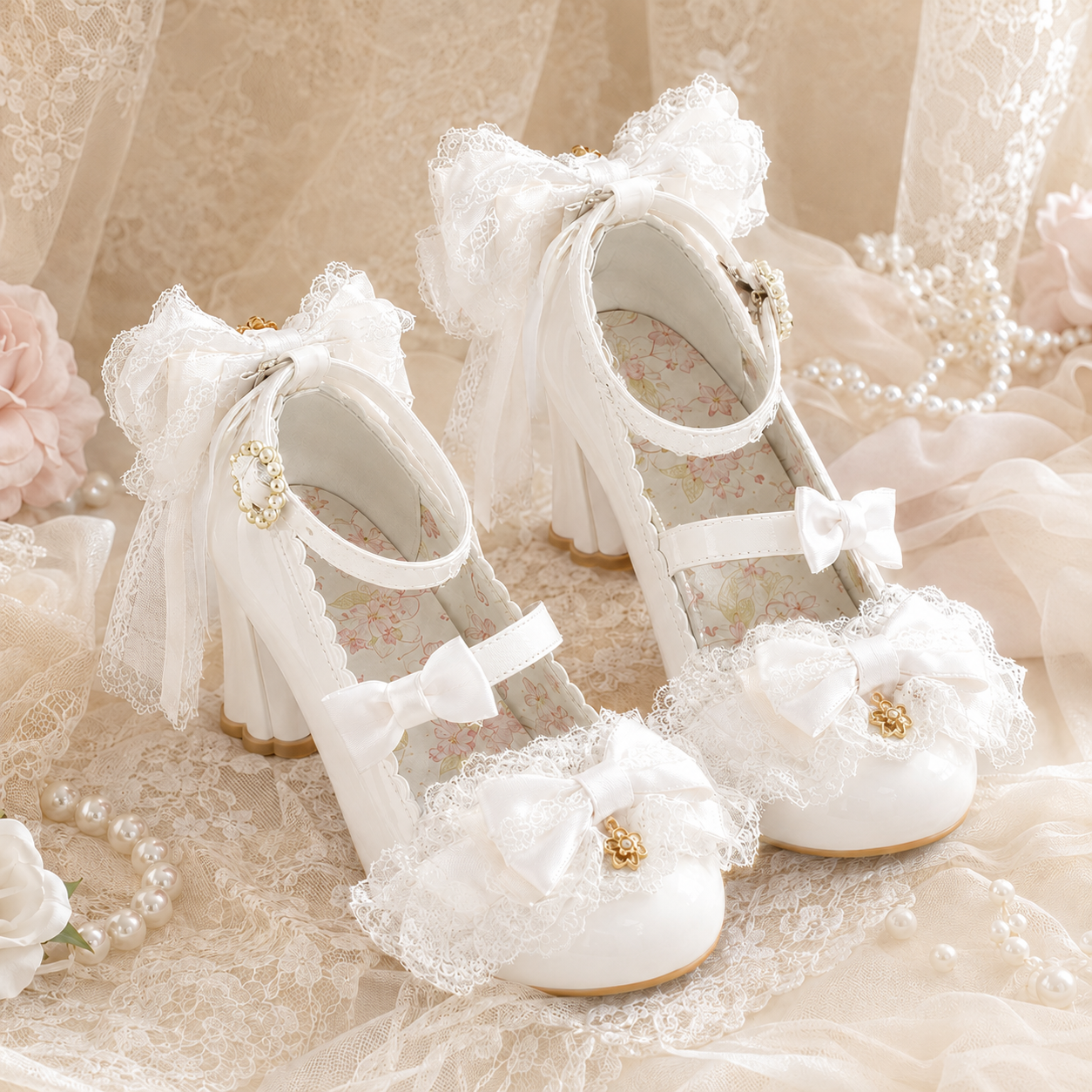 Sweetheart Doll | Ruffled Heart-Buckle Mary Janes