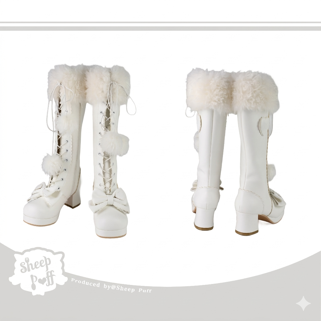 Frost Fairy | Fur-Top Knee-High Lace-Up Boots