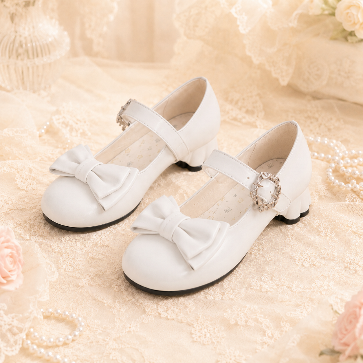 Velvet Paw | Cat-Heel Scalloped Mary Janes