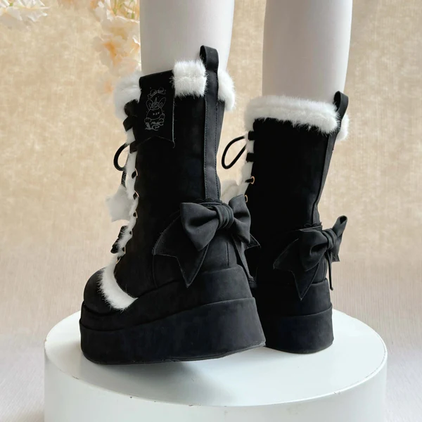 Snow Bunny | Chunky Platform Fur-Trimmed Winter Boots