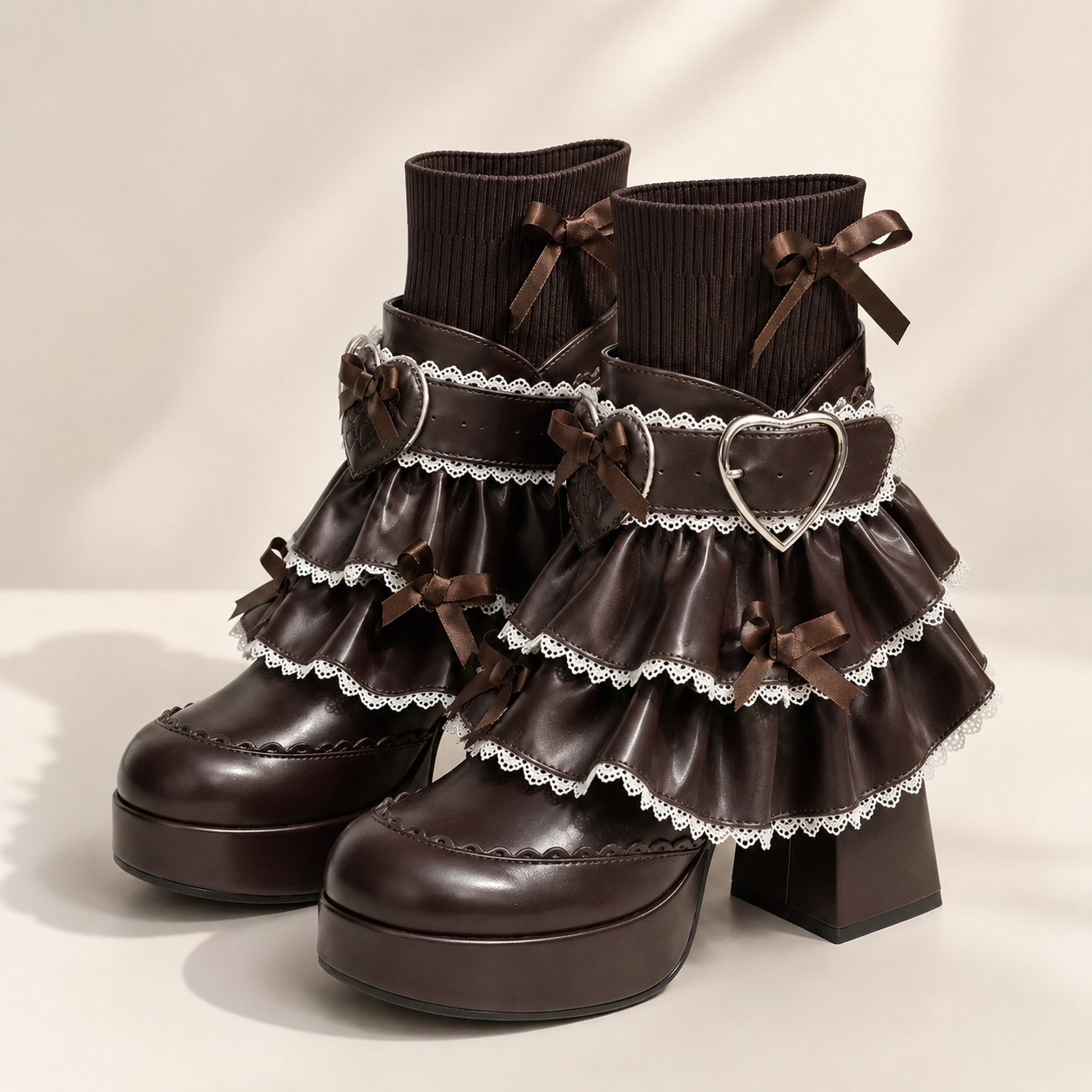 Dollhouse Princess | Ruffle Collar Lace-Up Booties