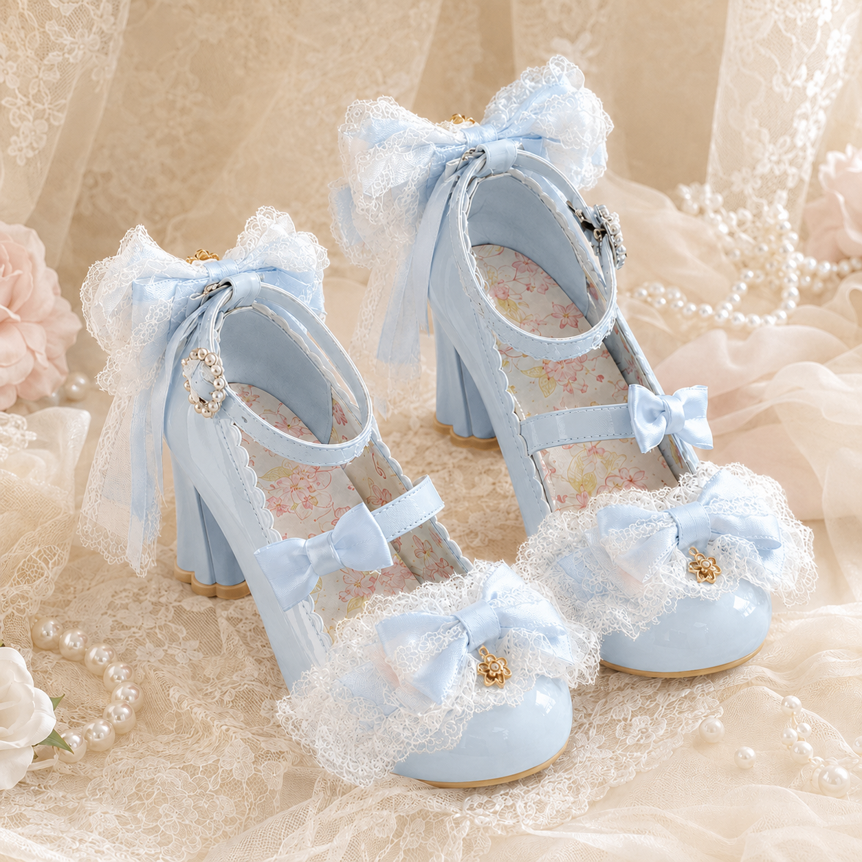 Sweetheart Doll | Ruffled Heart-Buckle Mary Janes