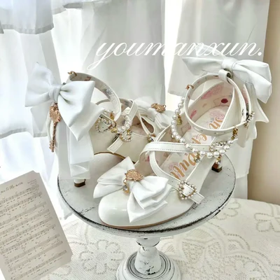 Royal Tea Party | Pearl Chain Cross-Strap Heels
