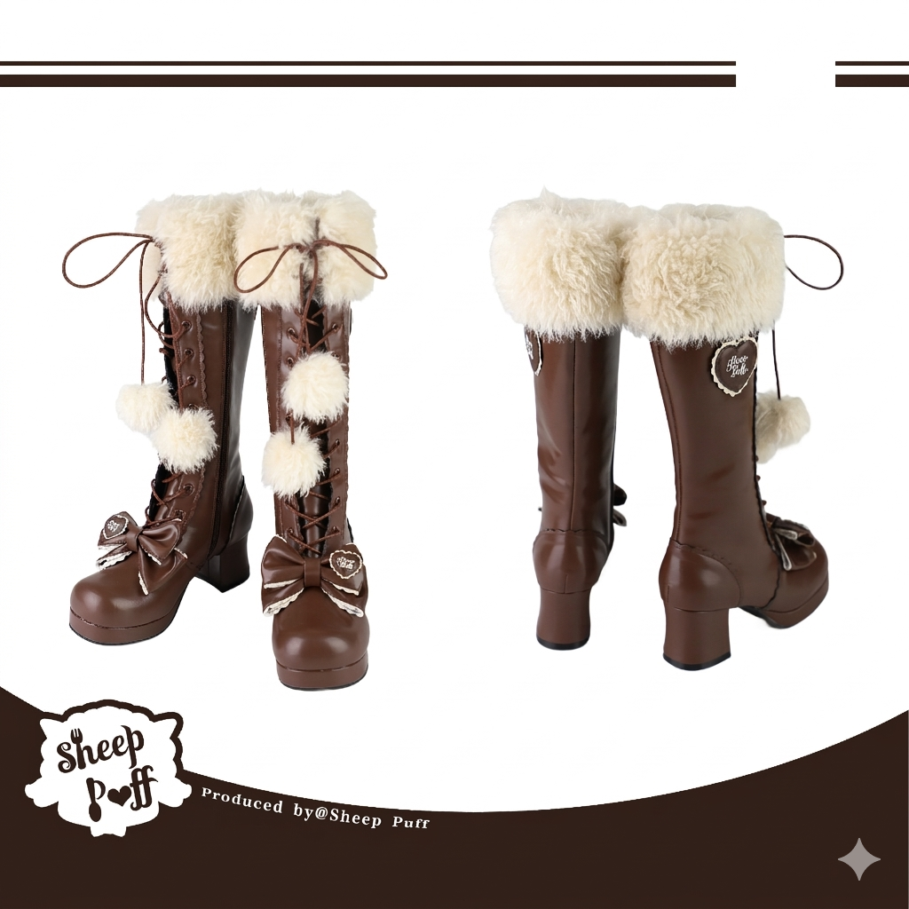 Frost Fairy | Fur-Top Knee-High Lace-Up Boots