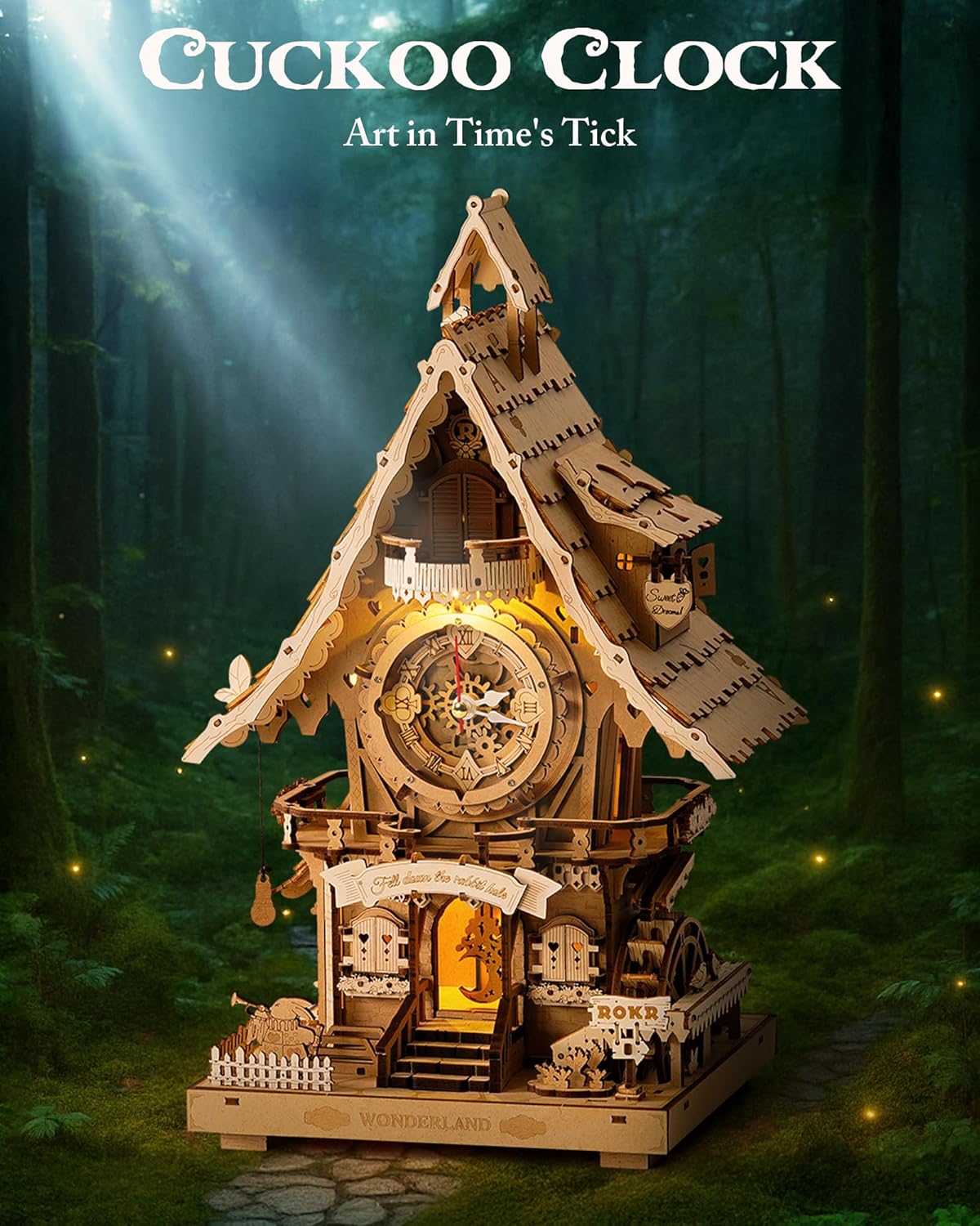 3D Wooden Puzzles for Adults,Wooden Cuckoo Clock Model kit,435 Piece 3D Puzzles,Ideal Gift for Adults and Teens