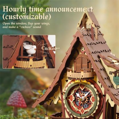 3D Wooden Puzzles for Adults, Cuckoo Clock Model Kit, Room Home Decor DIY Watch Making Kit Functional Mechanical Building Toys, Hobbies Birthday Christmas Day Gifts for Men Women 14+