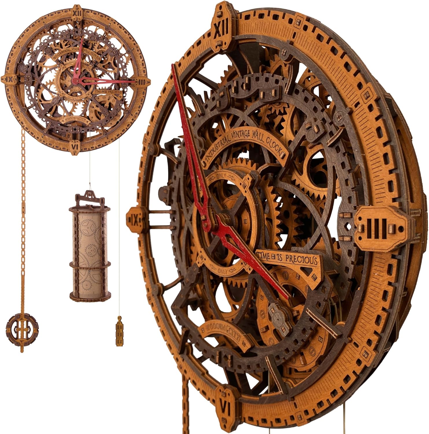 3D Puzzle Clock – DIY Mechanical Wall Clock Kit for Adults – Unique Engineering Gift and Vintage Décor - 3D Wooden Puzzles for Adults