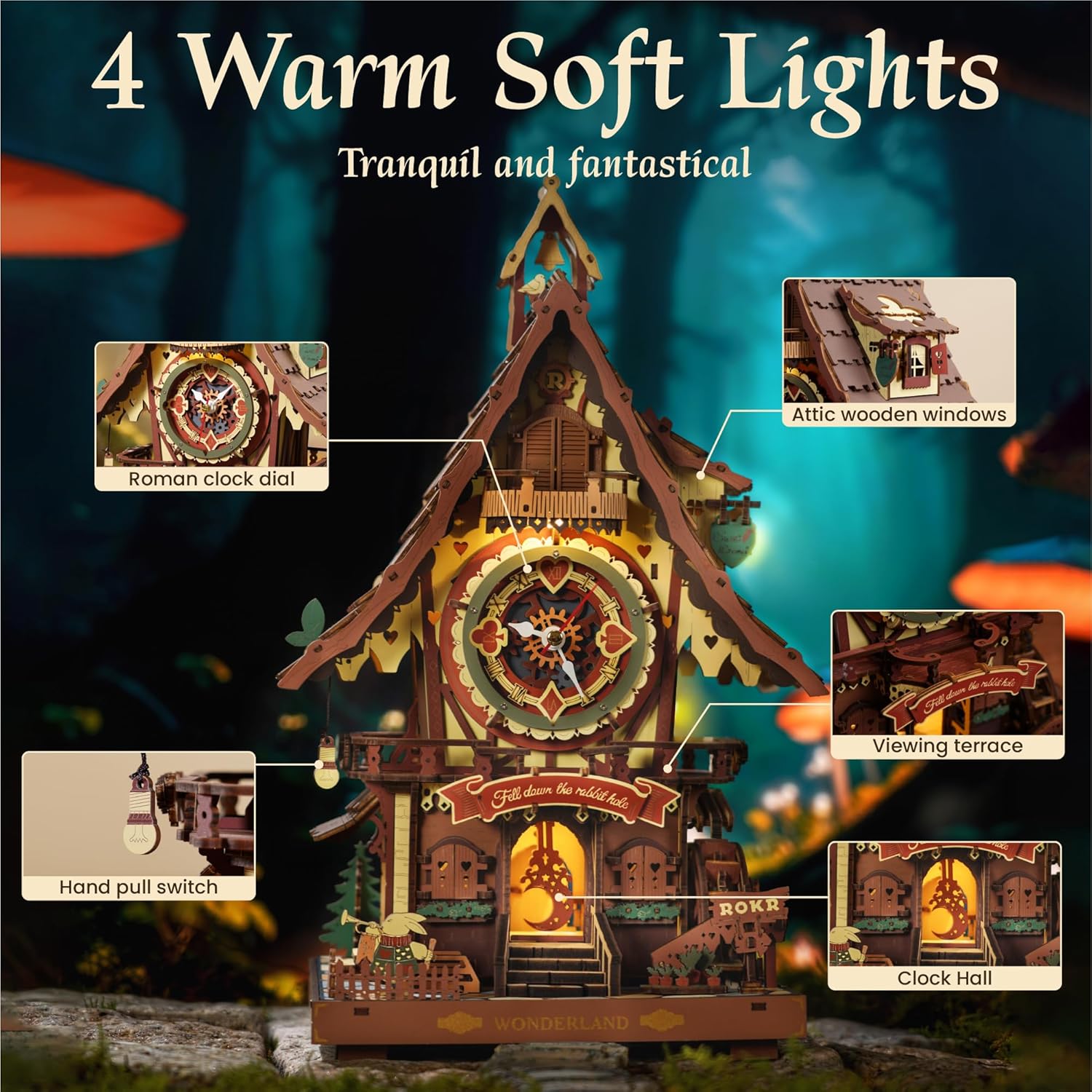 3D Wooden Puzzles for Adults, Cuckoo Clock Model Kit, Room Home Decor DIY Watch Making Kit Functional Mechanical Building Toys, Hobbies Birthday Christmas Day Gifts for Men Women 14+