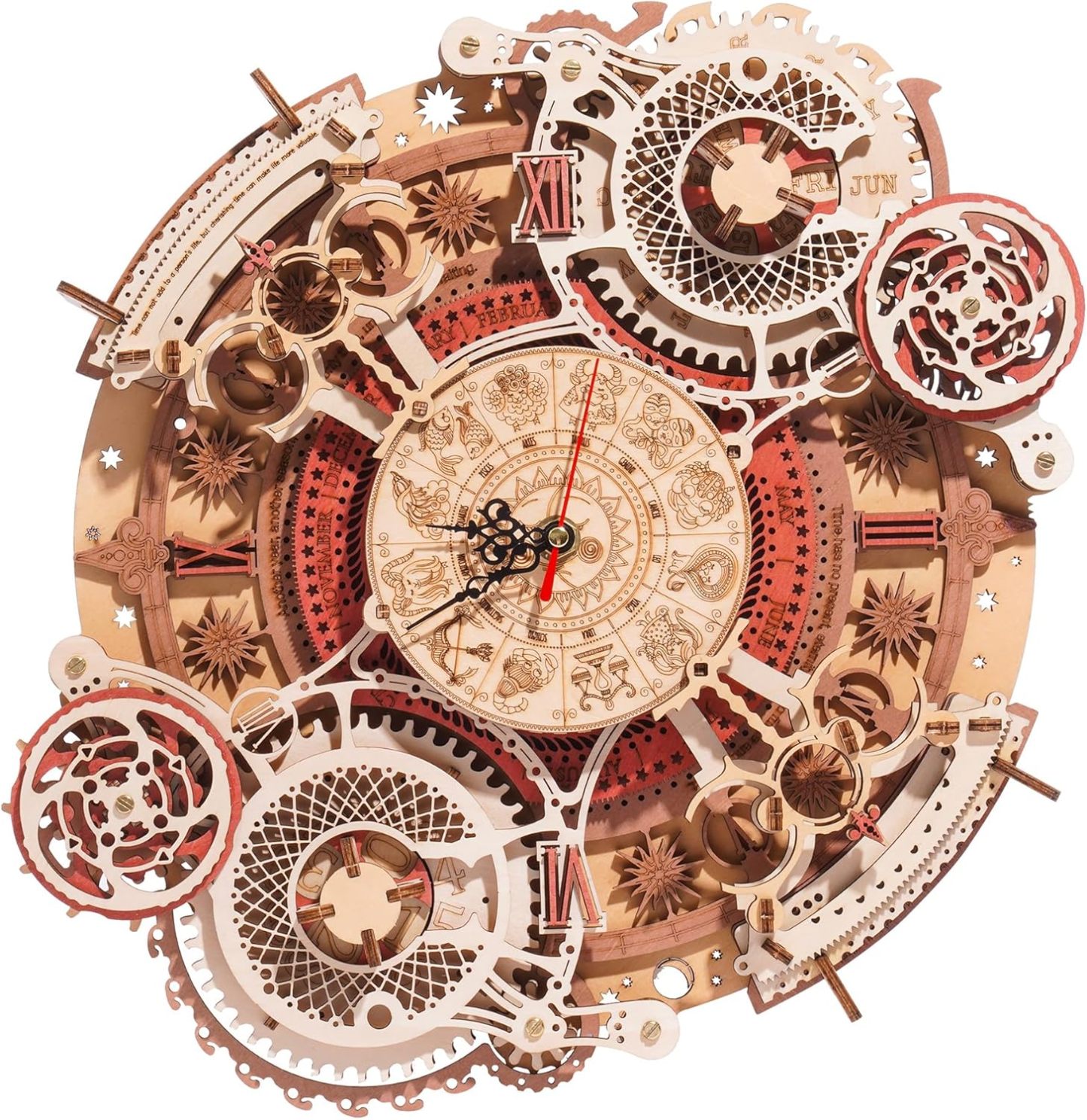 3D Wooden Puzzles for Adults, Models for Adults to Build Wooden Steampunk Clock Kit, DIY Mechanical Wall Quartz Aesthetic Room Decor Unique Gift