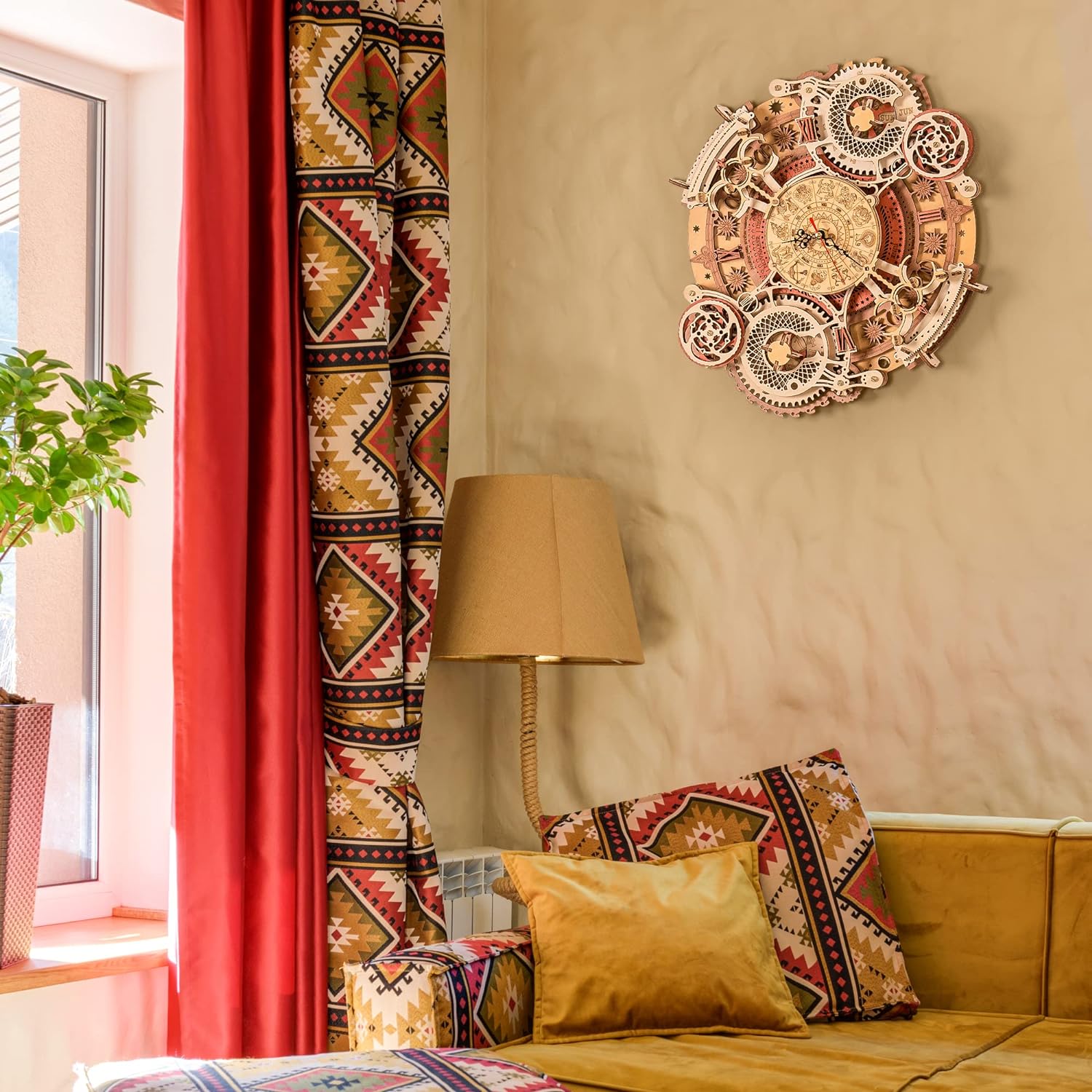 3D Wooden Puzzles for Adults, Models for Adults to Build Wooden Steampunk Clock Kit, DIY Mechanical Wall Quartz Aesthetic Room Decor Unique Gift