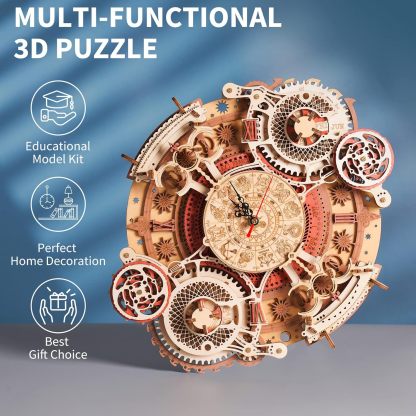 3D Wooden Puzzles for Adults, Models for Adults to Build Wooden Steampunk Clock Kit, DIY Mechanical Wall Quartz Aesthetic Room Decor Unique Gift