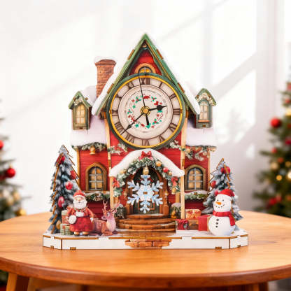Warm Christmas 3D Wooden Puzzle Clock