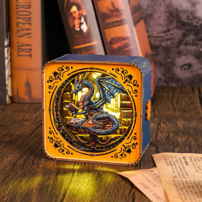 Library Dragon 3D Wooden Puzzle Night Light