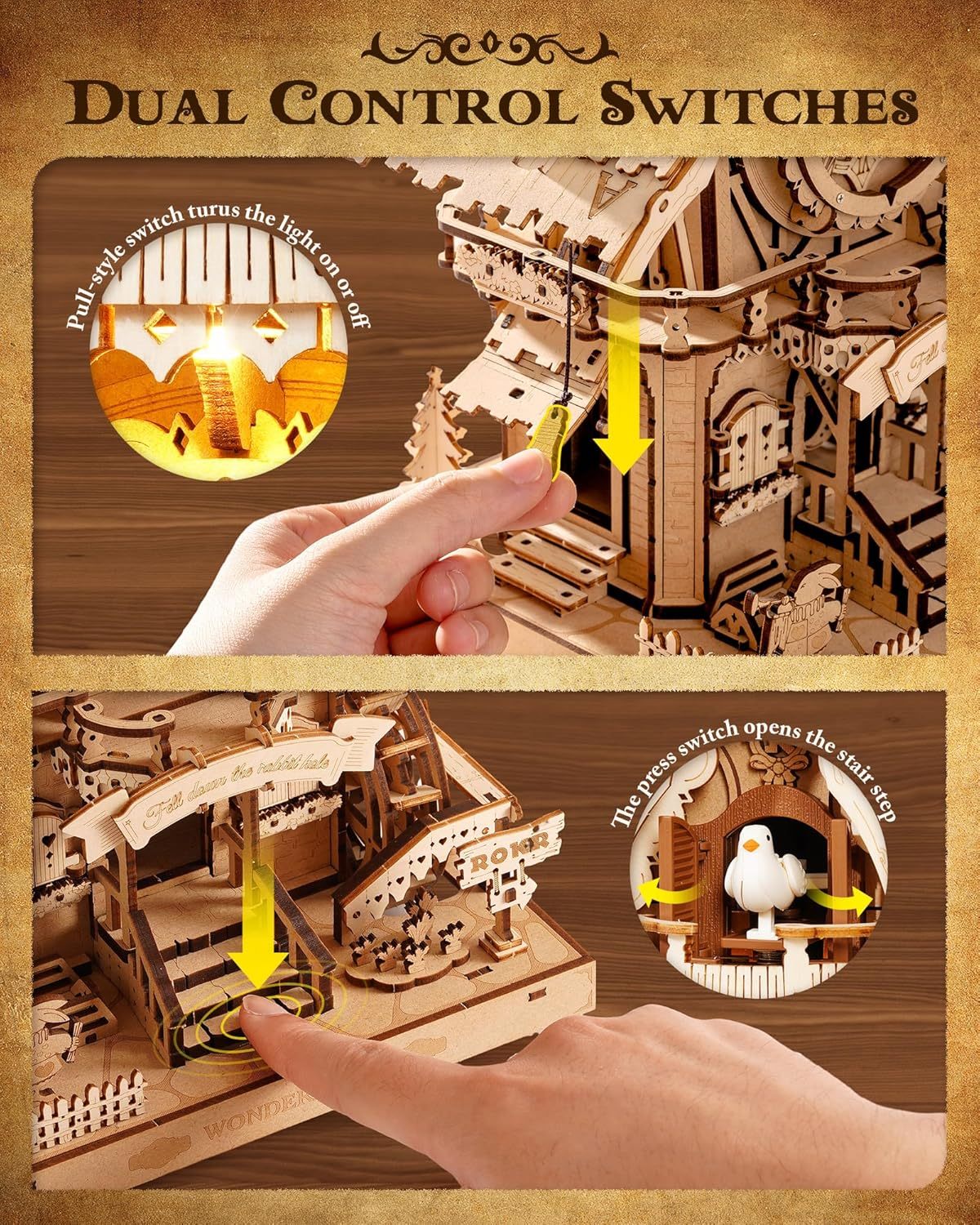3D Wooden Puzzles for Adults,Wooden Cuckoo Clock Model kit,435 Piece 3D Puzzles,Ideal Gift for Adults and Teens