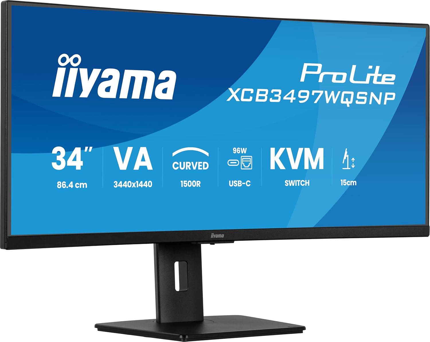 iiyama ProLite XCB3497WQSNP B1 34 Zoll Curved UWQHD Monitor 1500R USB C Dock 95W KVM Switch RJ45 Höhenverstellbar-Cottaupbay