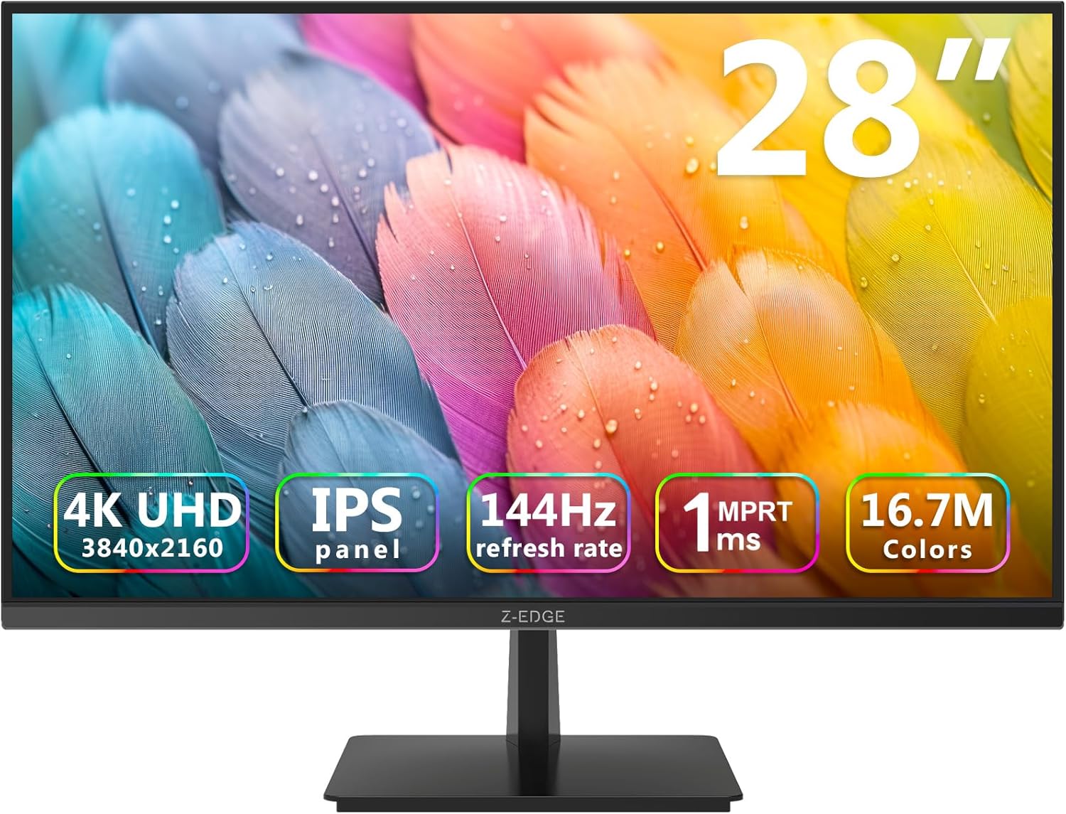Z Edge 28 Zoll 4K UHD Gaming Monitor 144Hz 1ms IPS FreeSync HDR10 DisplayPort HDMI Schwarz-Cottaupbay