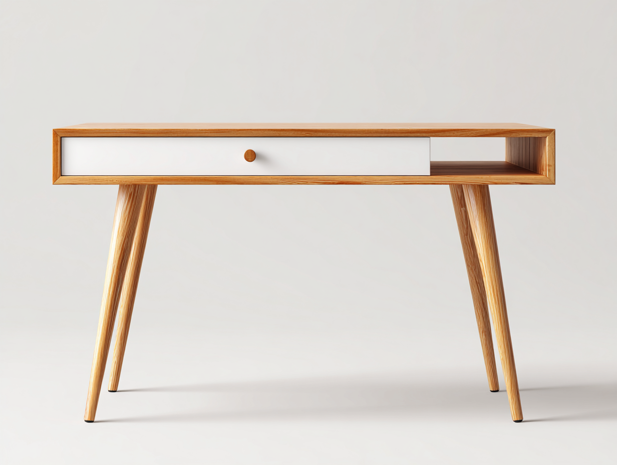 Schreibtisch-Holzwerkstoff-Holz-120x50x75 cm-Weiß-Natur-Skandinavischer Stil-Cottaupbay