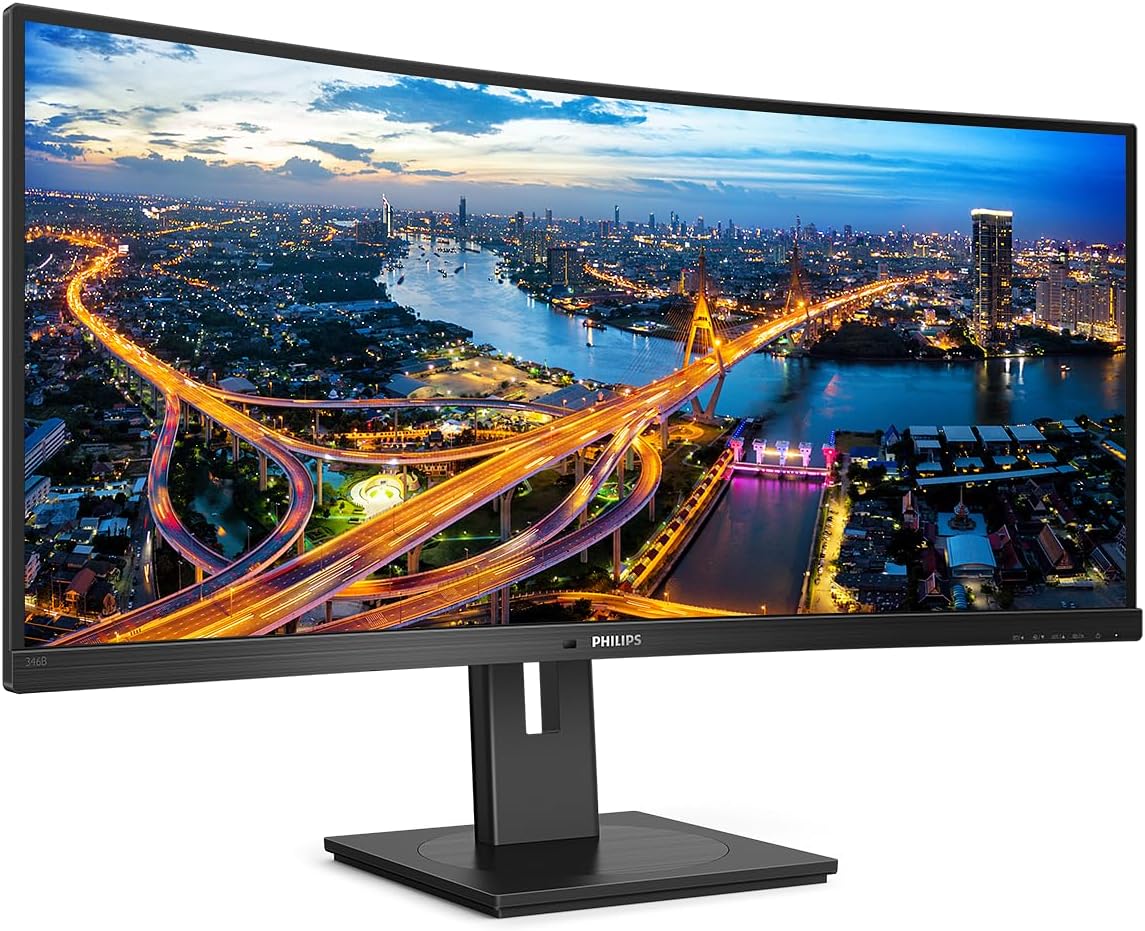 Philips 346B1C 34 Zoll Curved WQHD Monitor 100Hz USB C Dock RJ45 Höhenverstellbar HDMI DisplayPort Schwarz-Cottaupbay