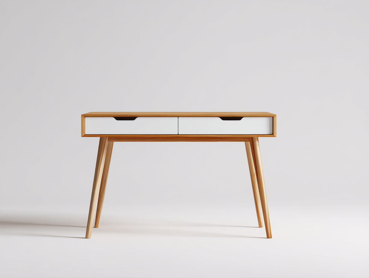 Schreibtisch-Holzwerkstoff-Holz-118x52x76 cm-Weiß-Natur-Skandinavischer Stil-Cottaupbay