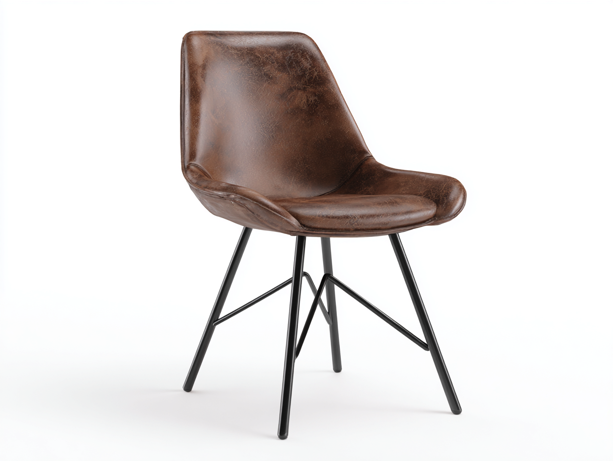 Esszimmerstühle-Leder-Metall-56x51x82-Dunkelbraun-Modernes Design-Cottaupbay