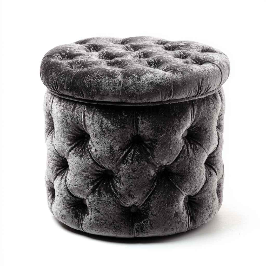 Pouf in velluto 40x40x45 cm - grigio - per soggiorno - design classico-Oakgohaus