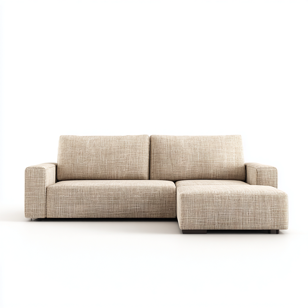 Divano angolare in tessuto imbottito 230x145x80 cm - beige - per soggiorno - design moderno-Oakgohaus