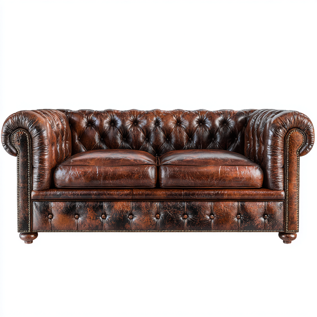 Divano lineare in pelle 195x95x85 cm - marrone scuro - adatto al soggiorno - stile classico-Oakgohaus