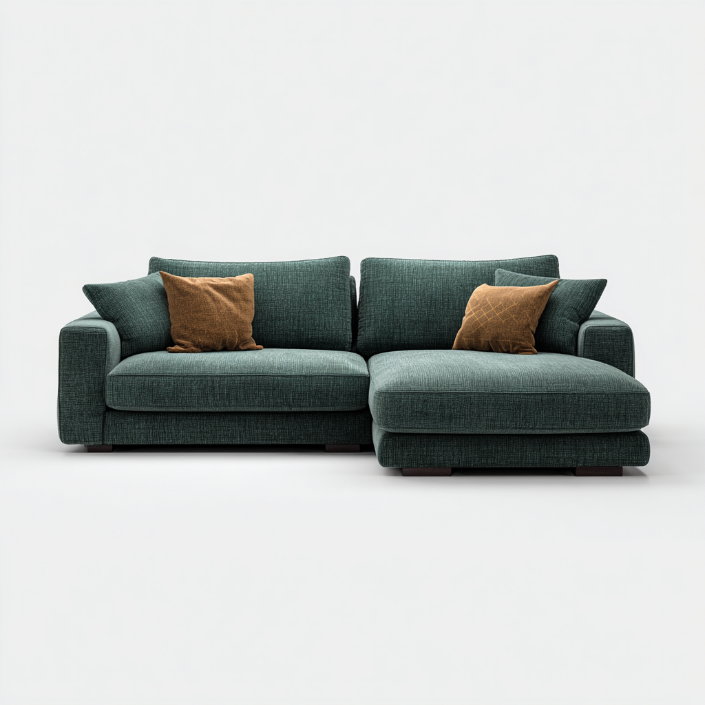 Divano angolare in tessuto imbottito 260x160x85 cm - verde - per soggiorno - design contemporaneo-Oakgohaus