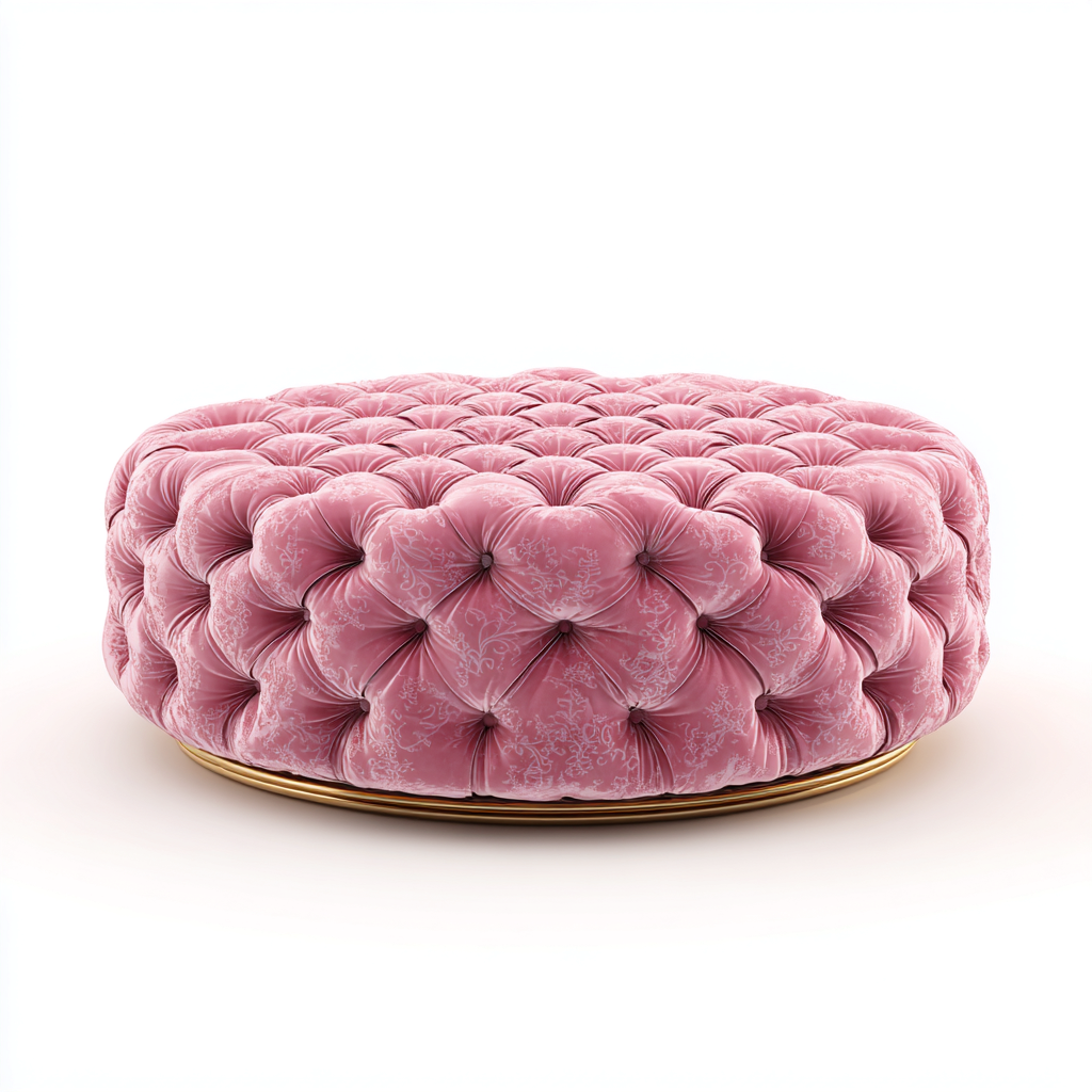 Pouf rotondo in velluto 80x80x40 cm - rosa - adatto al soggiorno - design elegante-Oakgohaus