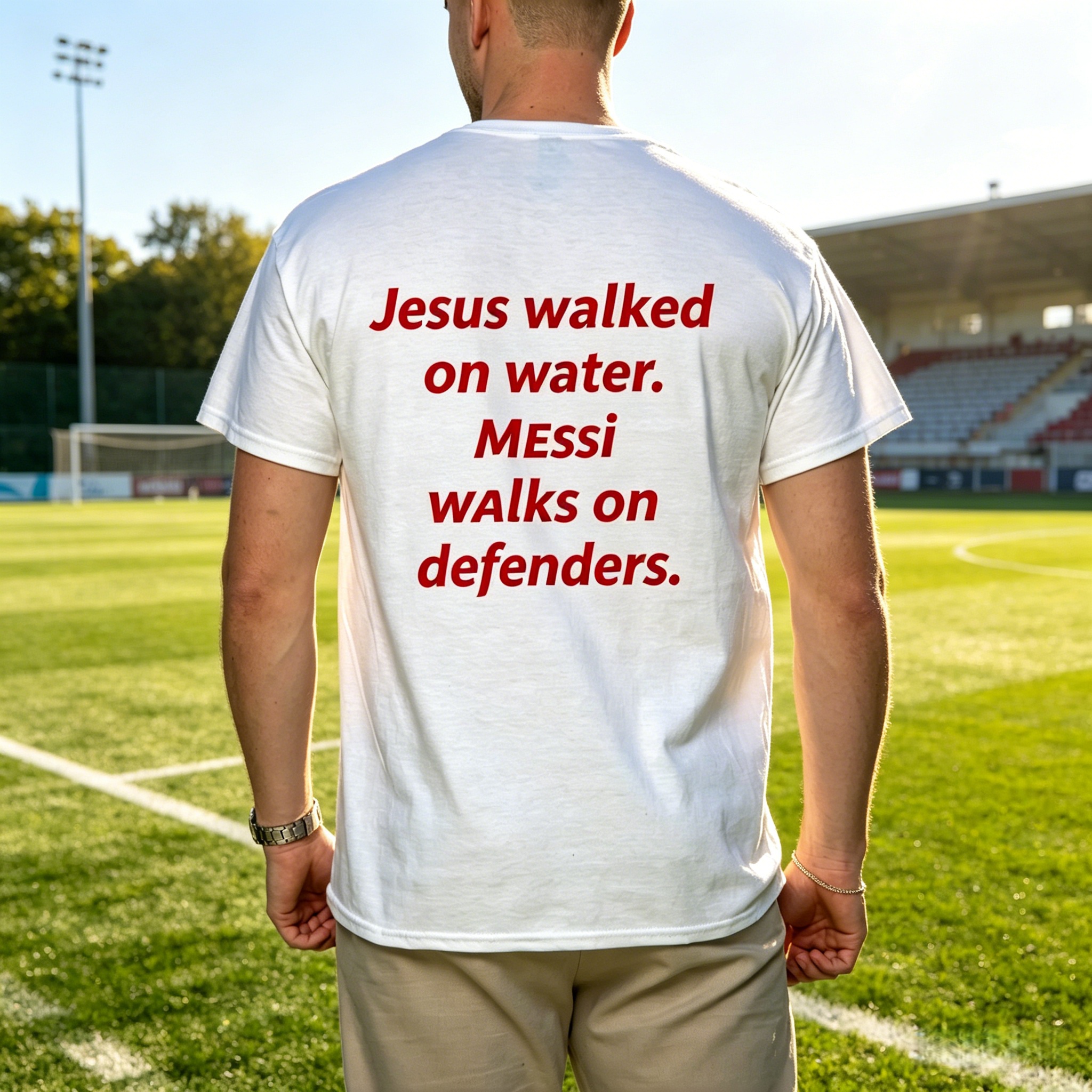 Jesus walked on water.Messi walks on defenders.