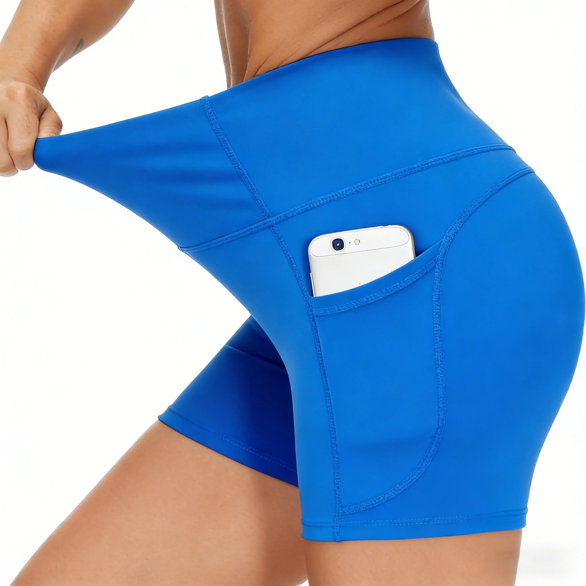 Women's High Waist Workout Shorts with 2 Side Pockets
