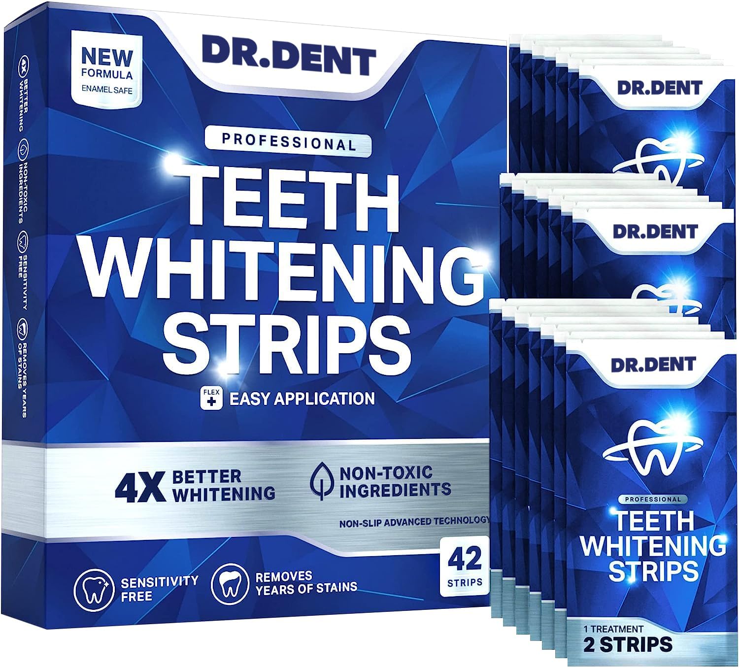 DRDENT Professional Teeth Whitening Strips - Safe for Enamel - Non Sensitive Teeth Whitening - Whitening Without Any Harm
