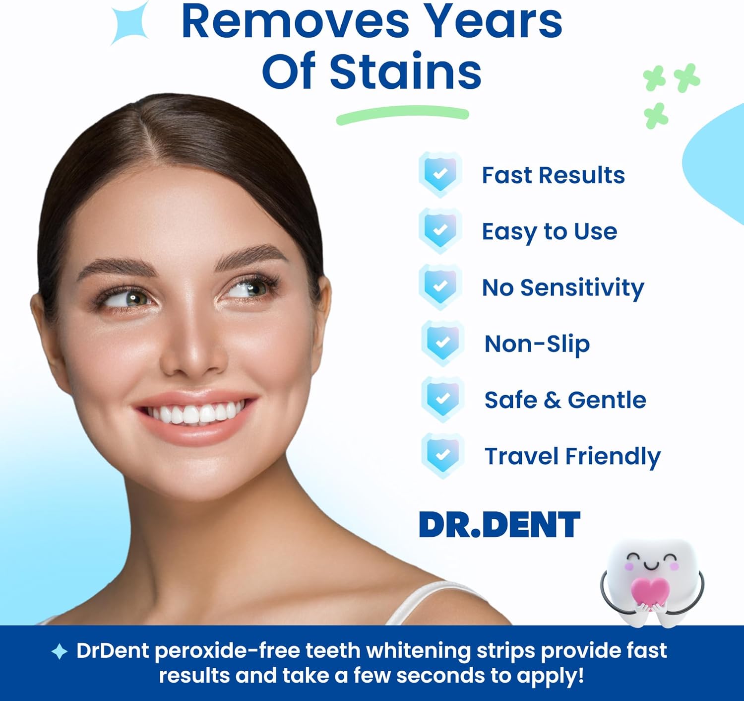 DRDENT Professional Teeth Whitening Strips - Safe for Enamel - Non Sensitive Teeth Whitening - Whitening Without Any Harm