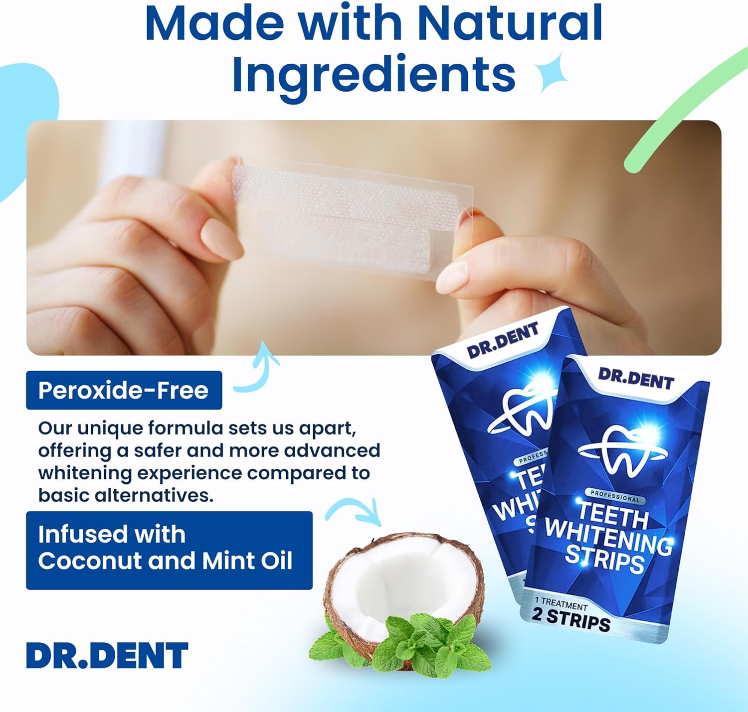 DRDENT Professional Teeth Whitening Strips - Safe for Enamel - Non Sensitive Teeth Whitening - Whitening Without Any Harm