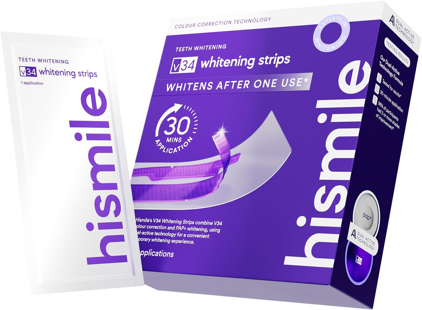 Hismile V34 Whitening Strips, Combining Whitening and Colour Correction